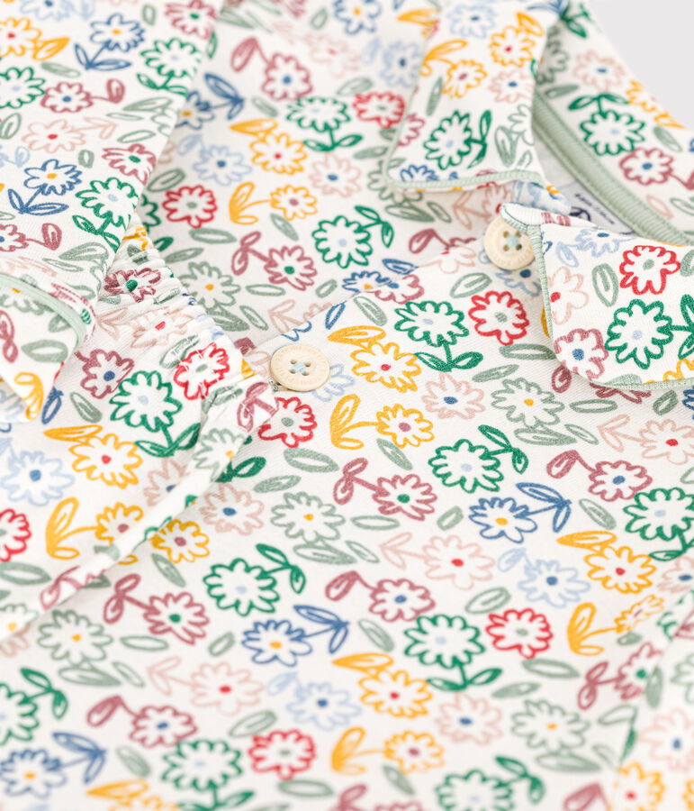 Pyjama en coton imprim&eacute; &agrave; motif fleurs enfant blanc MARSHMALLOW/blanc MULTICO