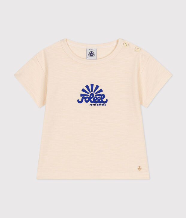 Tee-shirt manches courtes en jersey flamm&eacute; b&eacute;b&eacute; &eacute;cru