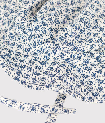 Capeline en gaze de coton fleurs bleues bébé fille (Petit Bateau) - Image 1