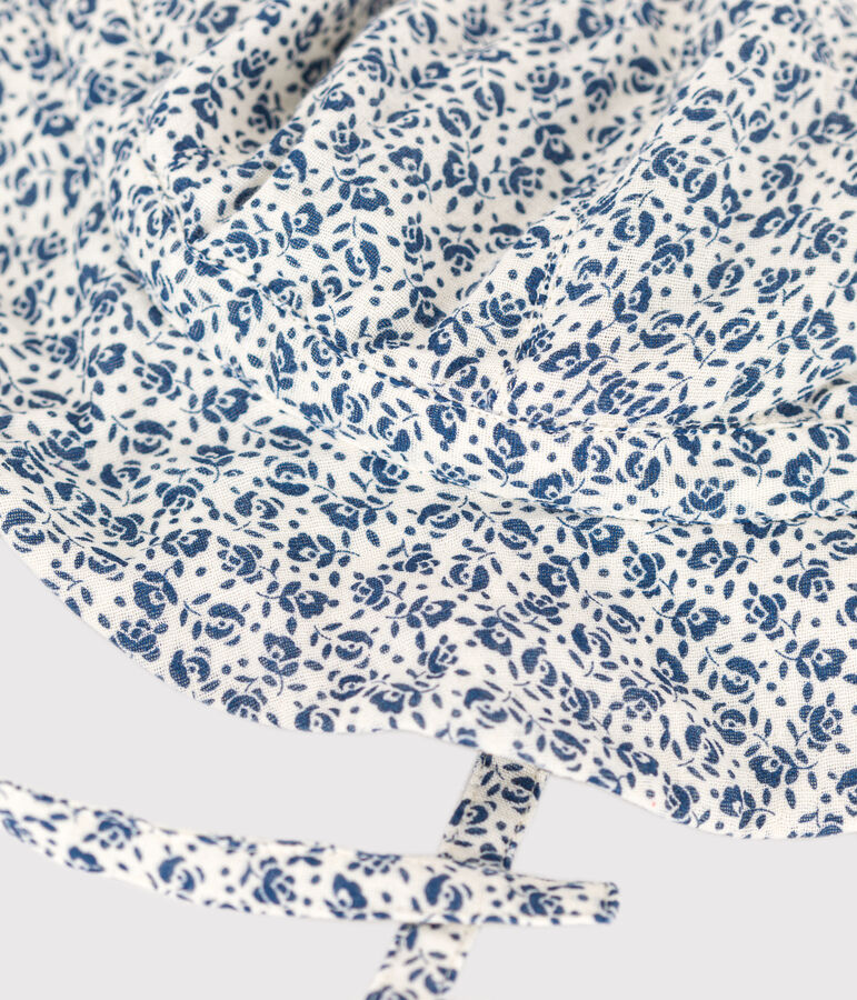 Capeline en gaze de coton fleurs bleues b&eacute;b&eacute; fille AVALANCHE/ INCOGNITO