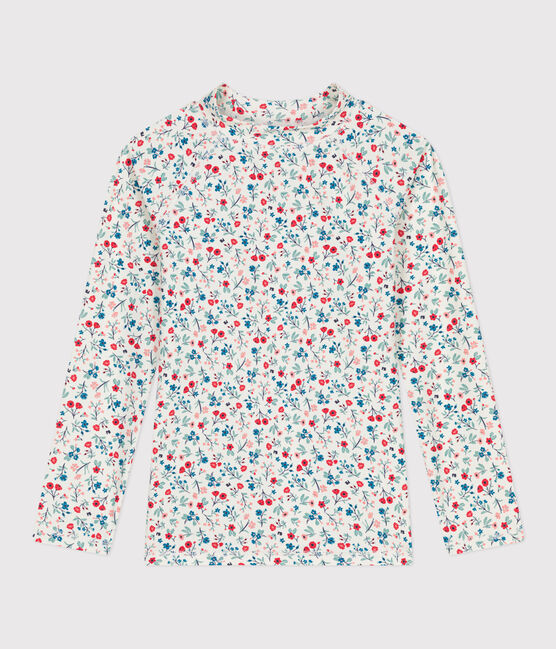 Teeshirt de bain anti uv enfant manche longue fleuri blanc MARSHMALLOW/blanc MULTICO