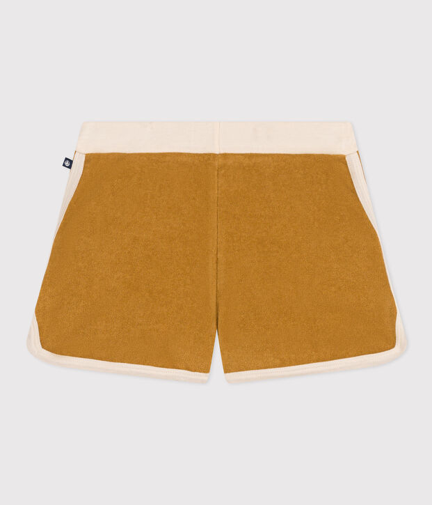 Short en bouclette &eacute;ponge enfant fille jaune