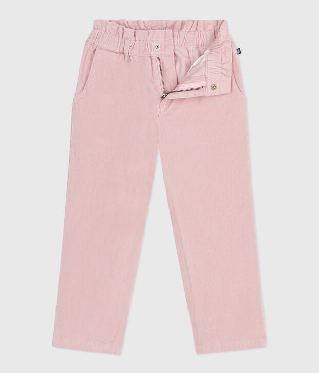 Pantalon enfant en velours uni rose clair