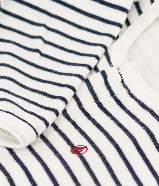 Bodyjama &agrave; rayures en coton blanc/bleu