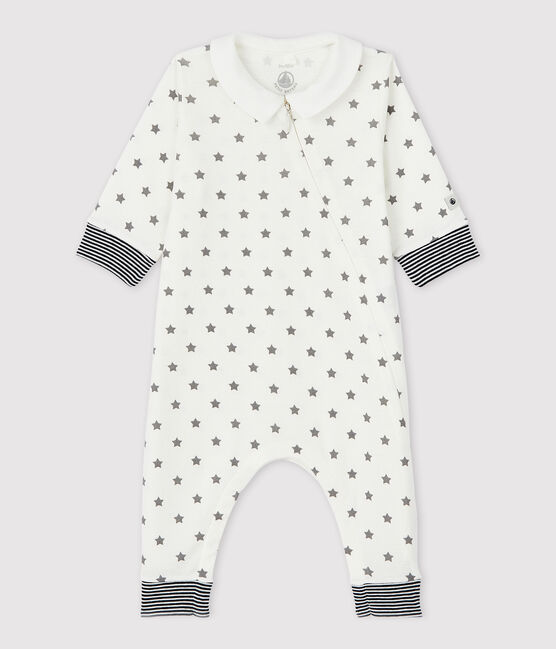 Dors-bien sans pieds à étoiles bébé en coton biologique blanc MARSHMALLOW/gris GRIS