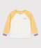 Tee-shirt enfant manches longues en coton colorblock &eacute;cru/multicouleur