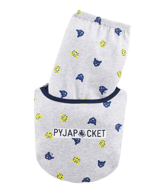 Pyjama petit garçon en côte gris POUSSIERE/blanc MULTICO