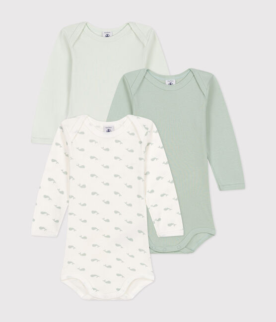 Lot de 3 bodies manches longues imprimé baleines en coton bébé variante 1