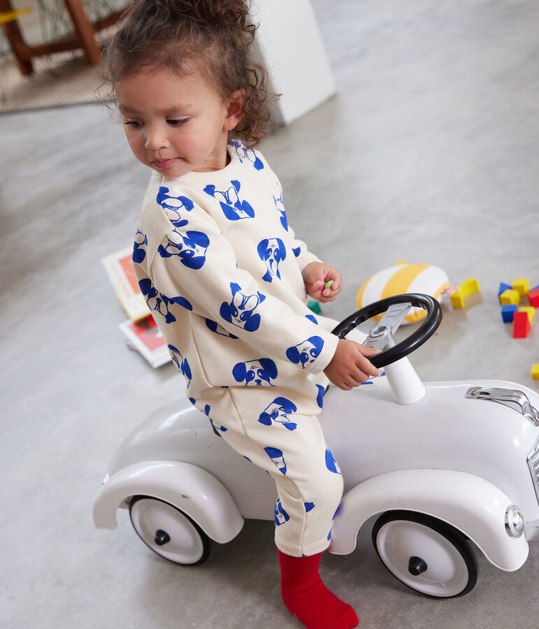 Combinaison longue en molleton imprim&eacute; b&eacute;b&eacute; &eacute;cru/multicouleur