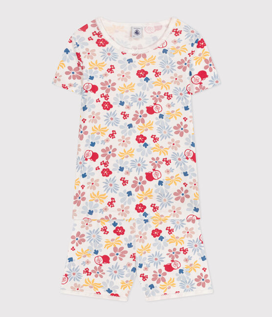 Pyjama short imprimé fleurs en coton enfant blanc MARSHMALLOW/blanc MULTICO