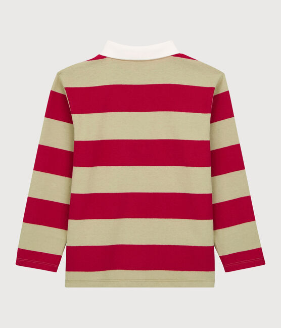 Polo manches longues rayés en coton enfant garçon rouge TERKUIT/ JERRYCAN