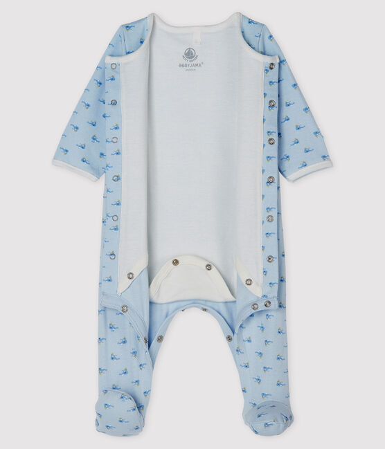 Bodyjama bébé en tubique bleu FRAICHEUR/blanc MULTICO
