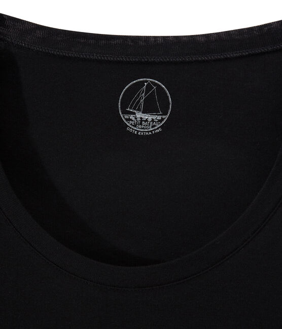 Tee-shirt manches longues femme en coton léger noir NOIR