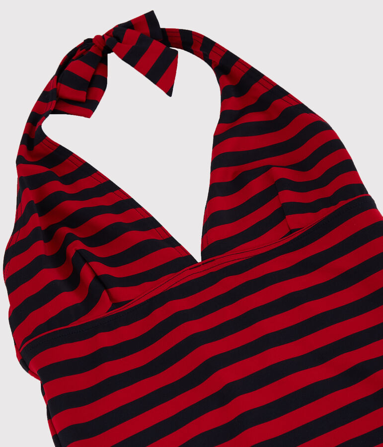 Maillot de bain 1 pi&egrave;ce reycl&eacute; Femme bleu SMOKING/rouge TERKUIT