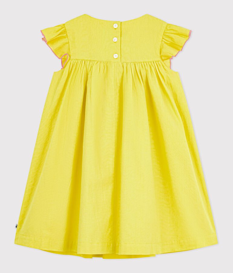 Robe enfant manches courtes en coton jaune
