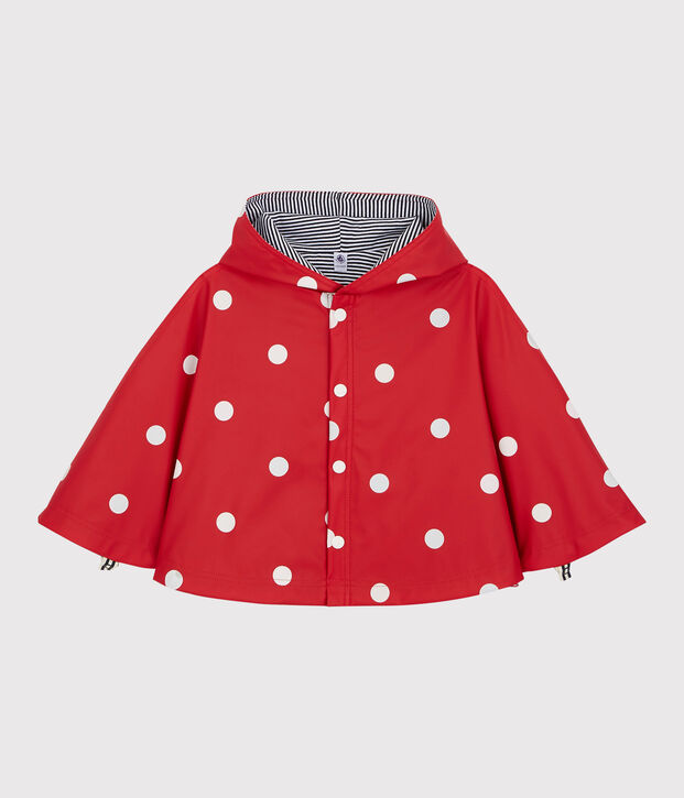 Cape de pluie &agrave; pois b&eacute;b&eacute; rouge/blanc