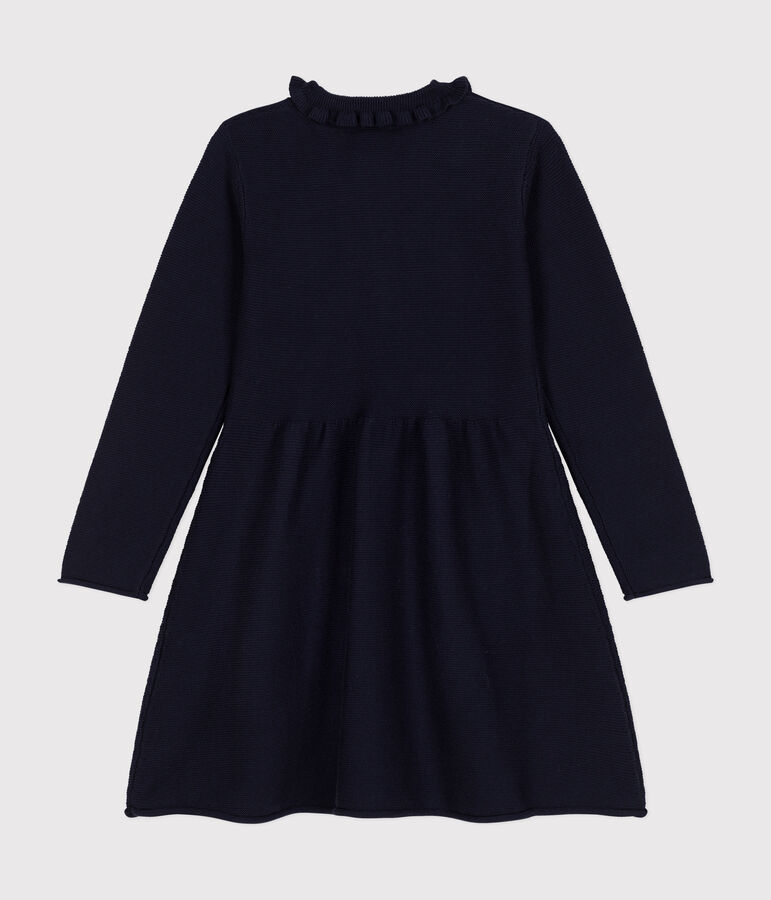 Robe manches longues en tricot enfant fille bleu SMOKING