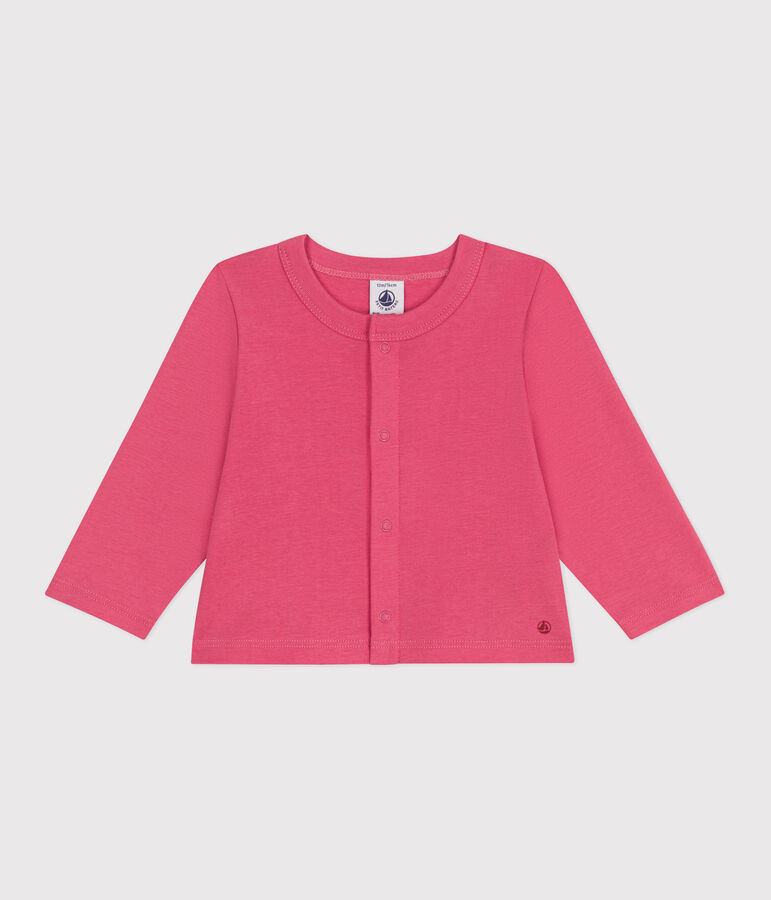 Cardigan b&eacute;b&eacute; en coton uni rose PEONIA
