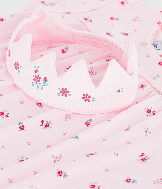 Chemise de nuit d&eacute;guisement et diad&egrave;me enfant en coton rose/multicouleur