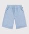 Bermuda short enfant en coton uni bleu