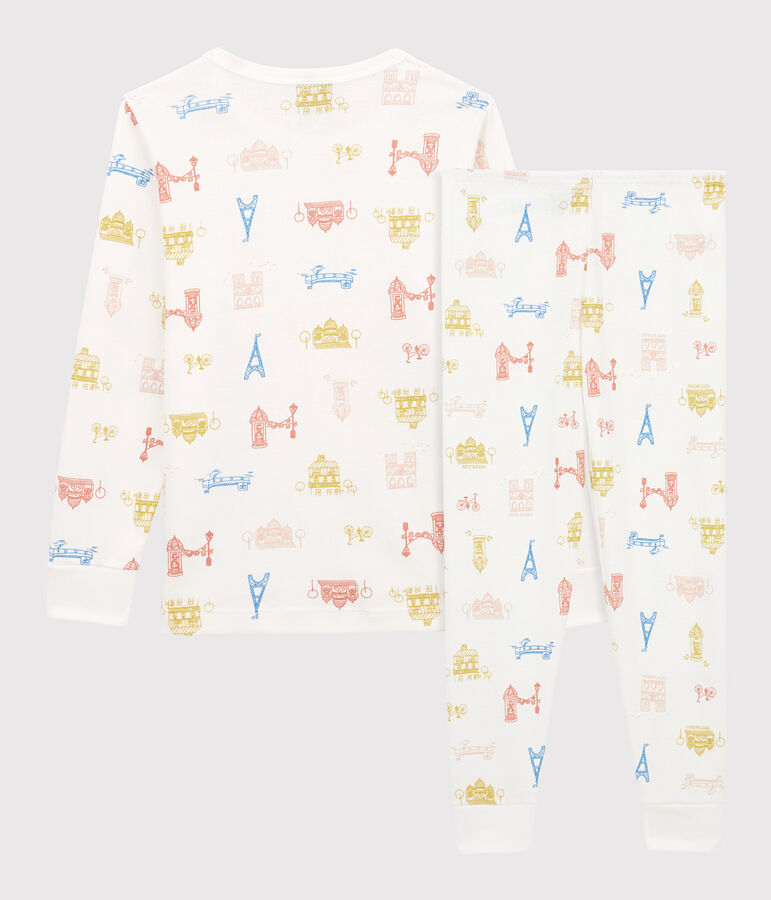 Pyjama Paris en coton enfant blanc MARSHMALLOW/blanc MULTICO
