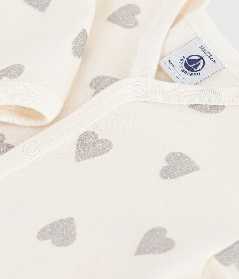 Pyjama b&eacute;b&eacute; sans pieds en coton imprim&eacute; &eacute;cru MILK/ ARGENT