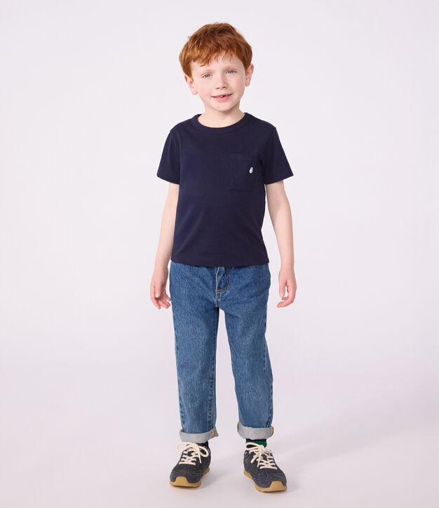 Tee-shirt manches courtes enfant gar&ccedil;on bleu marine