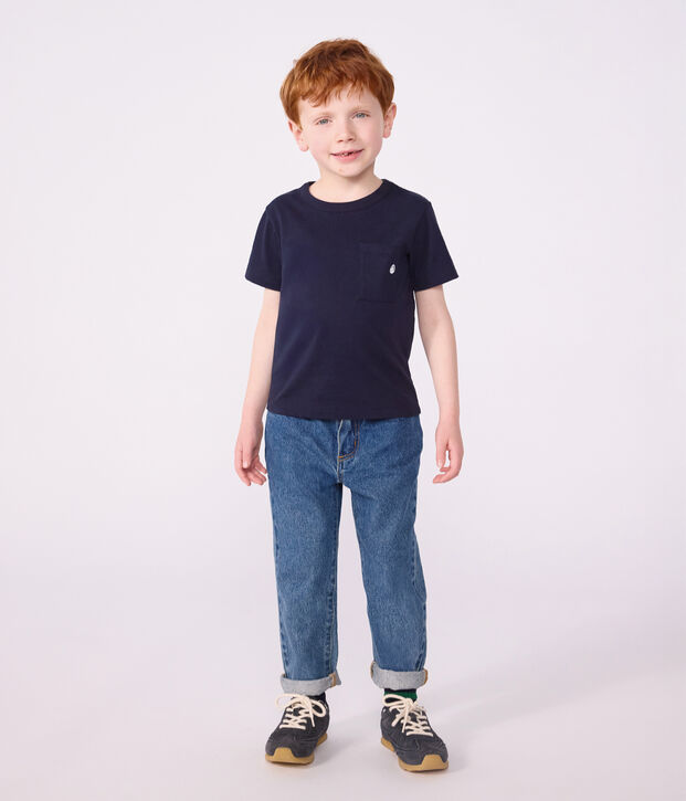 Tee-shirt manches courtes enfant gar&ccedil;on bleu marine