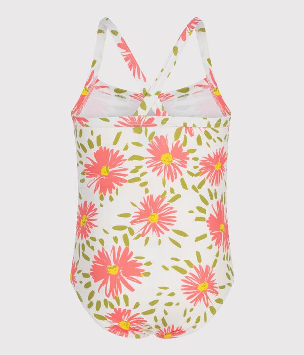 Maillot de bain une pi&egrave;ce enfant fleuri blanc/multicouleur