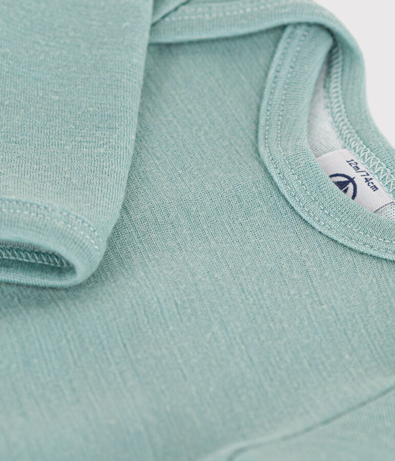 Body manches longues b&eacute;b&eacute; en laine et coton vert PAUL