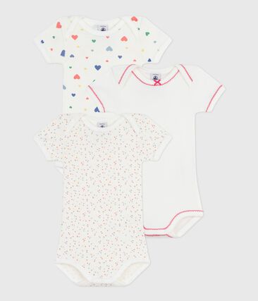 Lot de bodies manches courtes en coton imprimé cœurs bébé