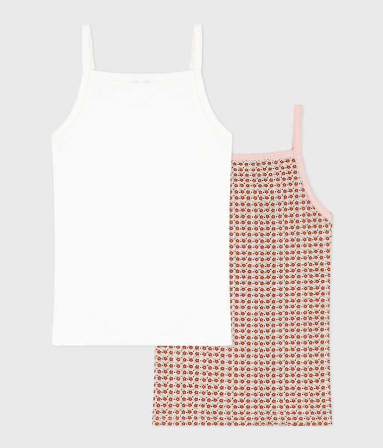 Lot de 2 chemises &agrave; bretelles fleur en coton petite fille multicouleur