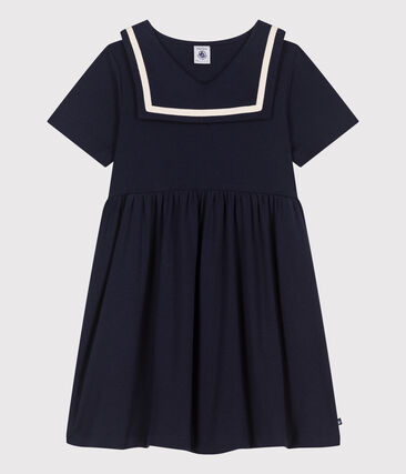 Robe enfant en coton manches courtes unie
