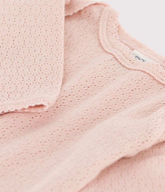 Body manches longues bébé en maille ajourée rose SALINE