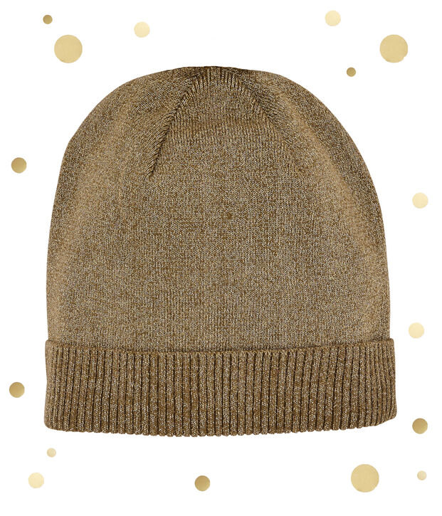 Bonnet dor&eacute; pour femme marron/jaune
