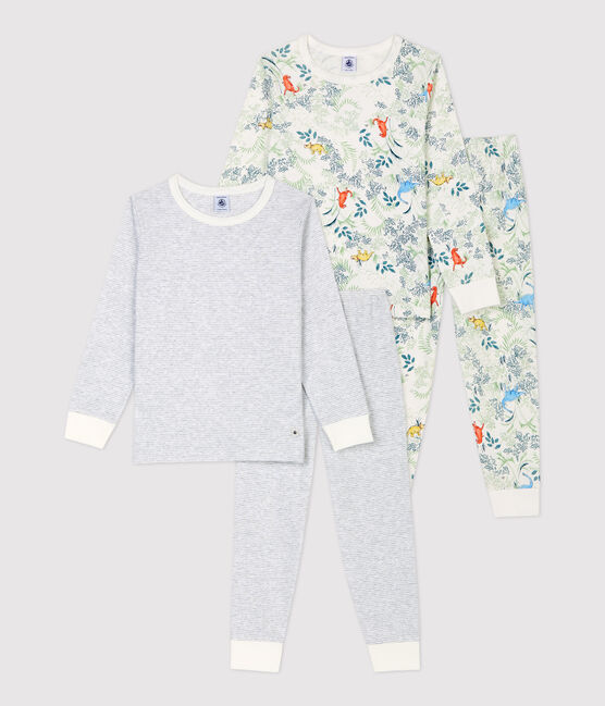 Lot de 2 pyjamas en milleraies et imprimé dinosaures petit garçon en coton variante 1