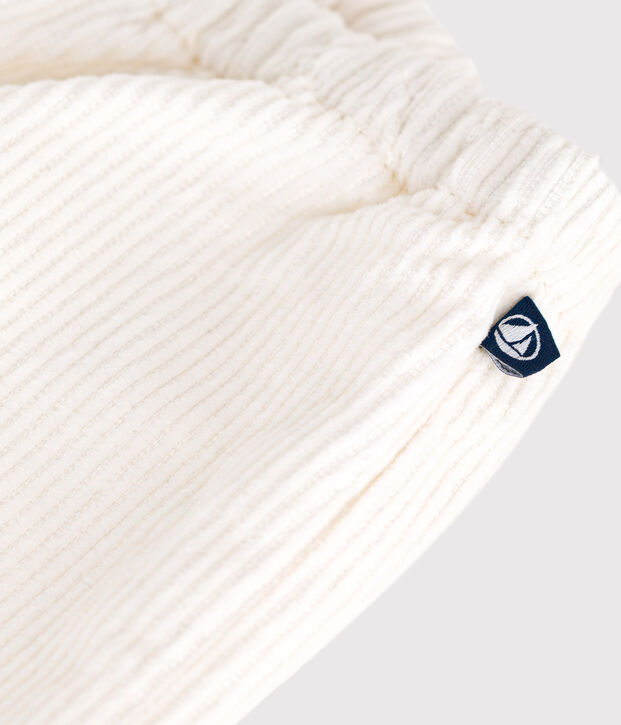 Pantalon b&eacute;b&eacute; en velours uni blanc cass&eacute;