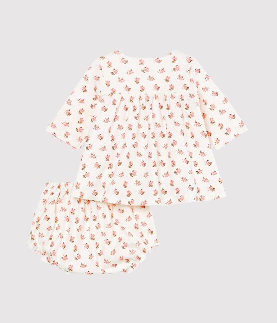 Robe et bloomer bébé fille blanc MARSHMALLOW/blanc MULTICO