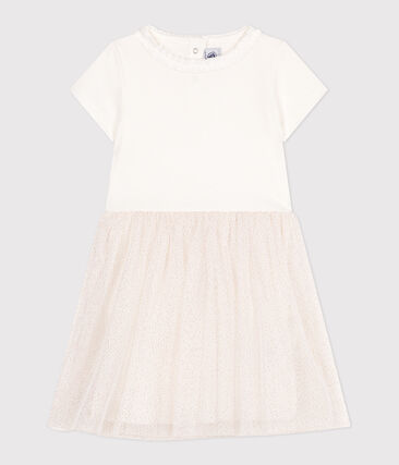 Robe enfant en coton et tulle manches courtes