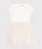 Robe enfant en coton et tulle manches courtes blanc MARSHMALLOW/rose COPPER