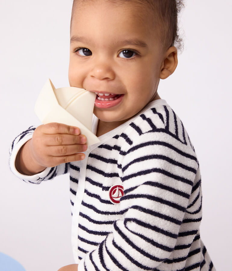 Pyjama b&eacute;b&eacute; en coton sans pieds imprim&eacute; rayures bleu MILK/ SOIR