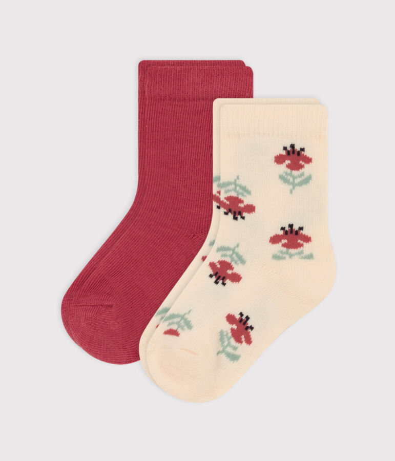 Lot de 2 paires de chaussettes fleurs en jersey de coton b&eacute;b&eacute; multicouleur