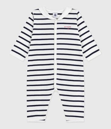 Pyjama bébé en coton sans pieds avec col bateau imprimé rayures