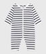 Pyjama bébé en coton sans pieds avec col bateau imprimé rayures