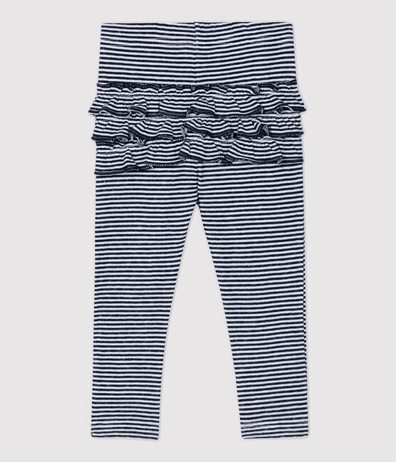 Legging en coton bébé. bleu SMOKING/blanc MARSHMALLOW