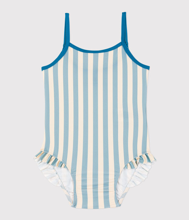 Maillot de bain 1 pi&egrave;ce b&eacute;b&eacute; en mati&egrave;re recycl&eacute;e vert/&eacute;cru
