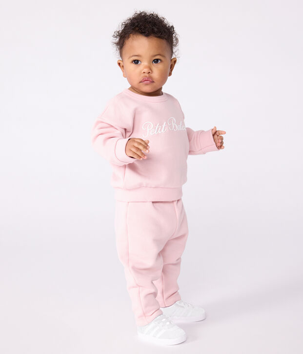 Sweatshirt b&eacute;b&eacute; en coton brod&eacute; Petit Bateau rose
