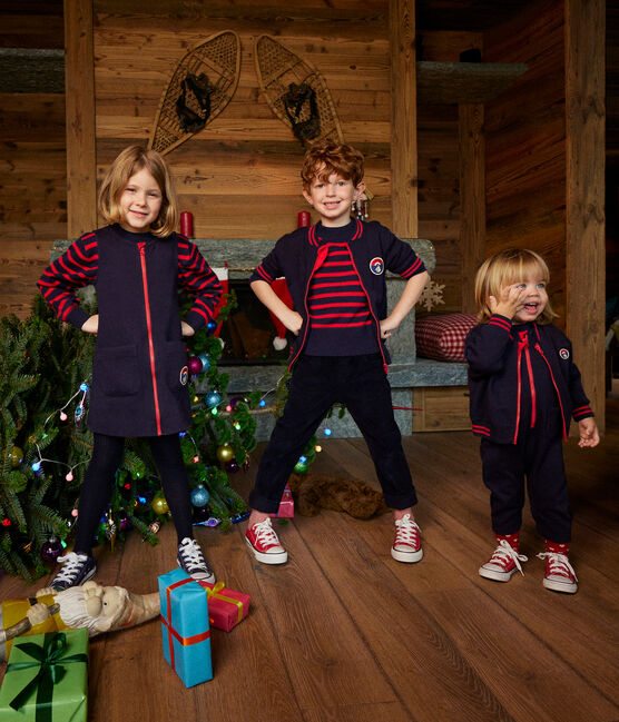 Robe sans manches en coton enfant fille bleu SMOKING