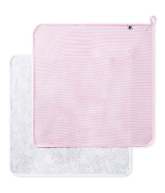 Lot de 2 langes bébé rayé et imprimé blanc LOT