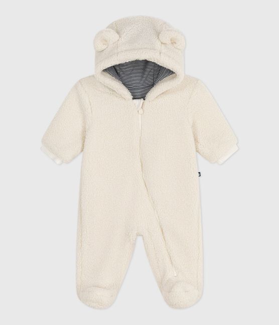 Combipilote bébé en sherpa avec oreilles et doublée milleraies écru MILK